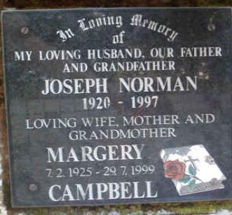 CAMPBELL Joseph Norman 1920-1997 &amp; Margery 1925-1999