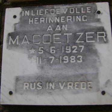COETZER M.A. 1927-1983