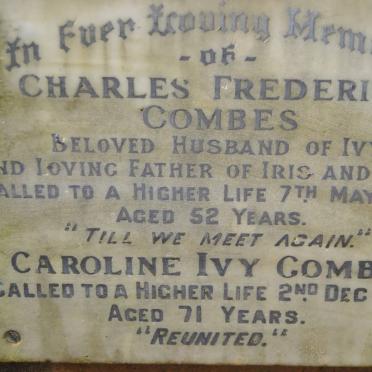 COMBES Charles Frederick -1959 &amp; Caroline Ivy -1977