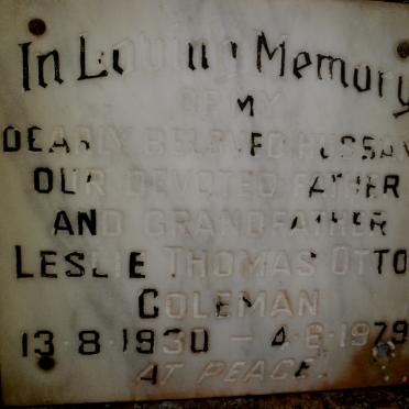 COLEMAN Leslie Thomas Otto 1930-1979