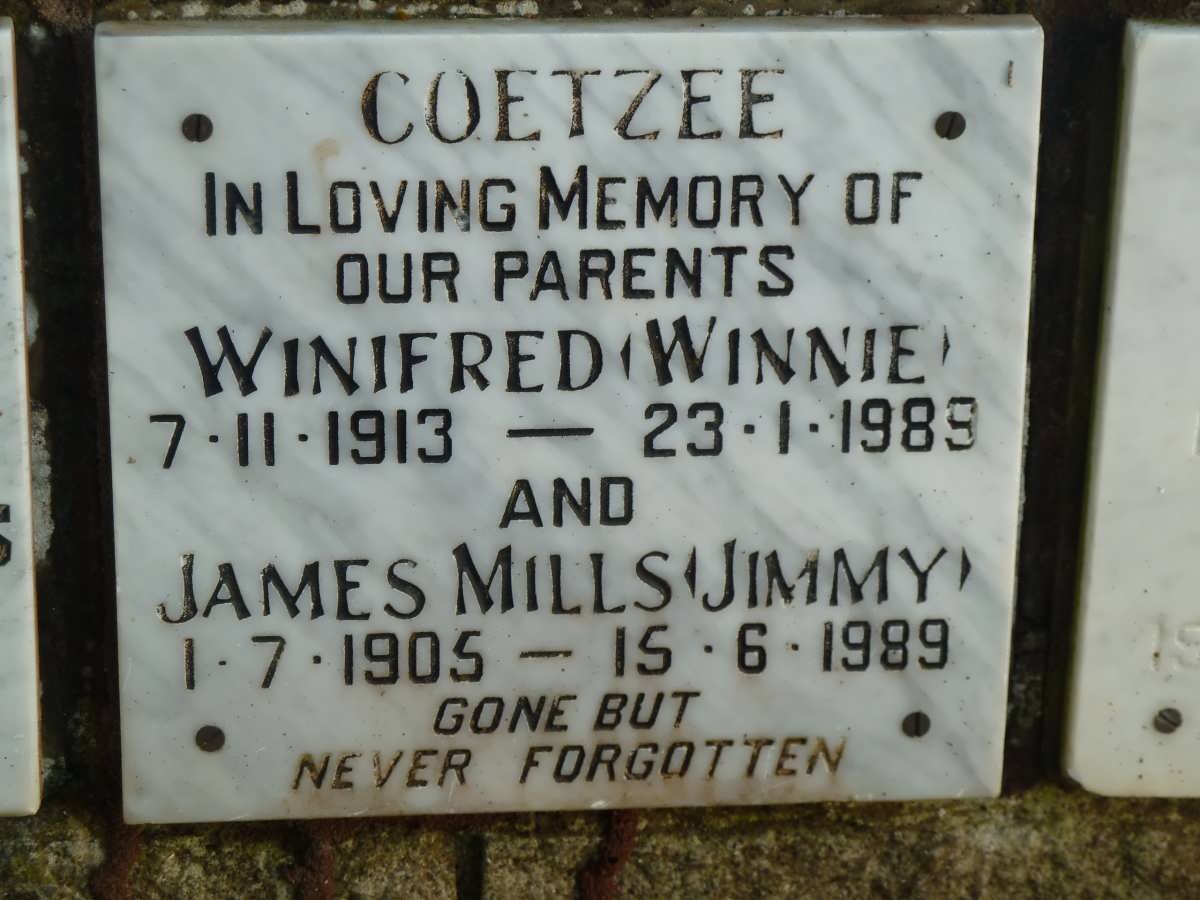 COETZEE James Mills 1905-1989 &amp; Winifred 1913-1989