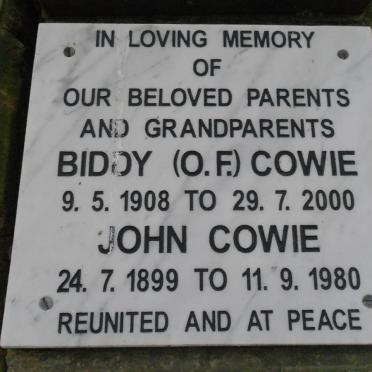 COWIE John 1899-1980 &amp; O.F. 1908-2000