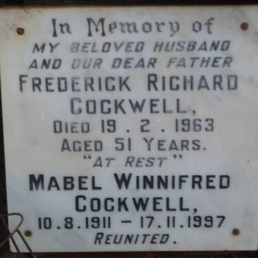 COCKWELL Frederick Richard -1963 &amp; Mabel Winnifred -1911-1997
