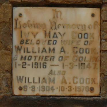 COOK William A. 1904-1970 &amp; Ivy May 1916-1947