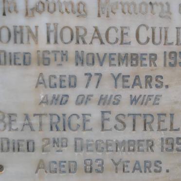 CULLUM John Horace -1954 &amp; Beatrice Estrella -1958