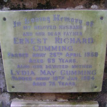 CUMMING Ernest Richard -1958 &amp; Lydia May -1964