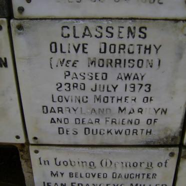 CLASSENS Olive Dorothy nee MORRISON -1973