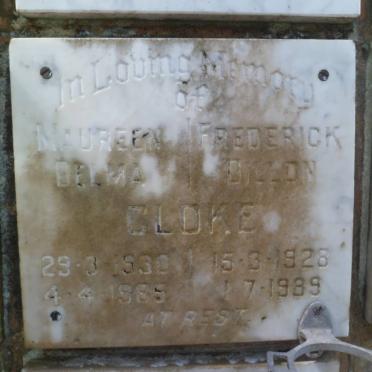 CLOKE Frederick Dillon 1928-1989 &amp; Maureen Delma 1930-1985