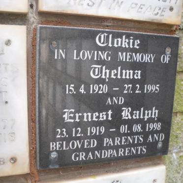 CLOKIE Ernest Ralph 1919-1998 &amp; Thelma 1920-1995
