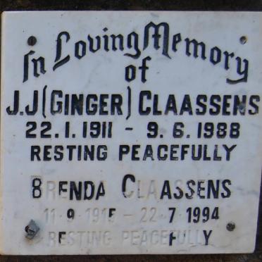 CLAASSENS J.J. 1911-1988 &amp; Brenda 1915-1994