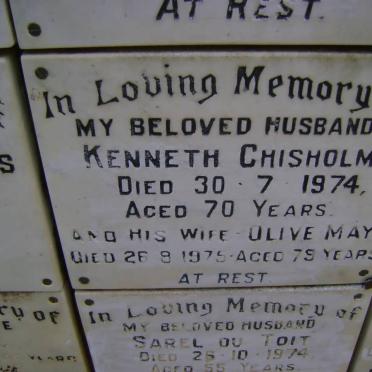 CHISHOLM Kenneth -1974 &amp; Olive May -1975