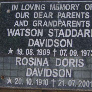 DAVIDSON Watson Staddard 1909-1972 &amp; Rosina Doris 1910-2001