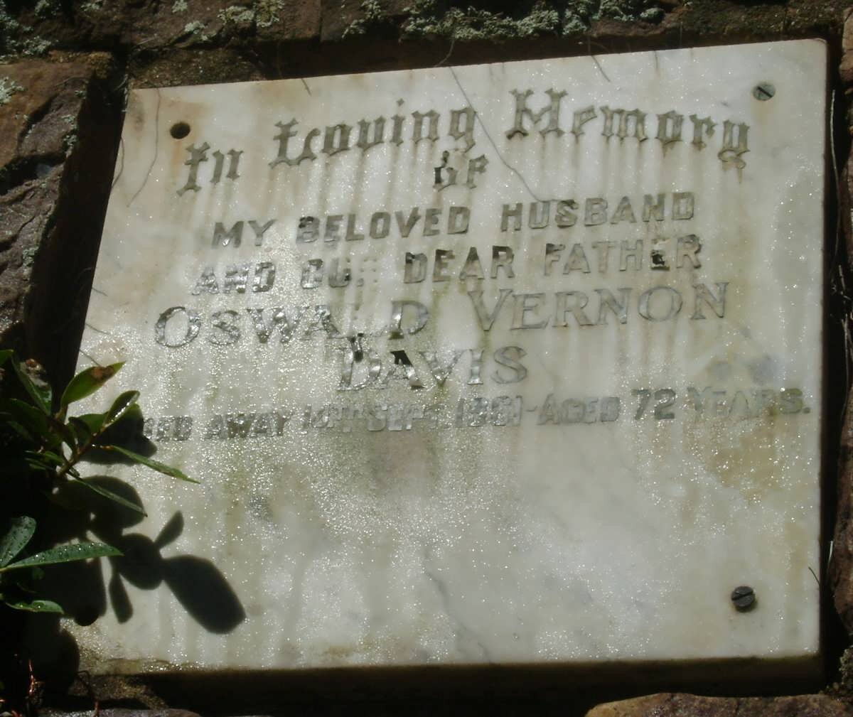 DAVIS Oswald Vernon -1961