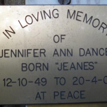 DANCER Jennifer Ann nee JEANES 1949-2006