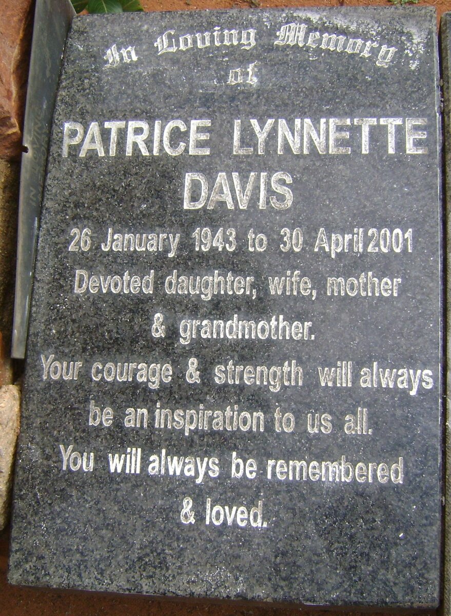 DAVIS Patrice Lynnette 1943-2001