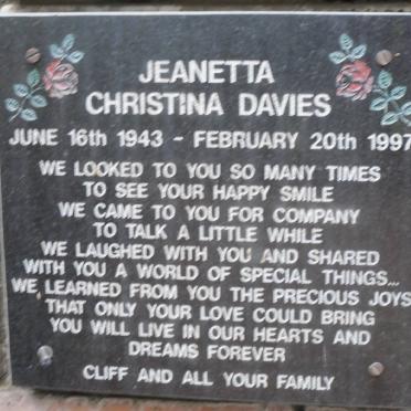 DAVIES Jeanetta Christina 1943-1997
