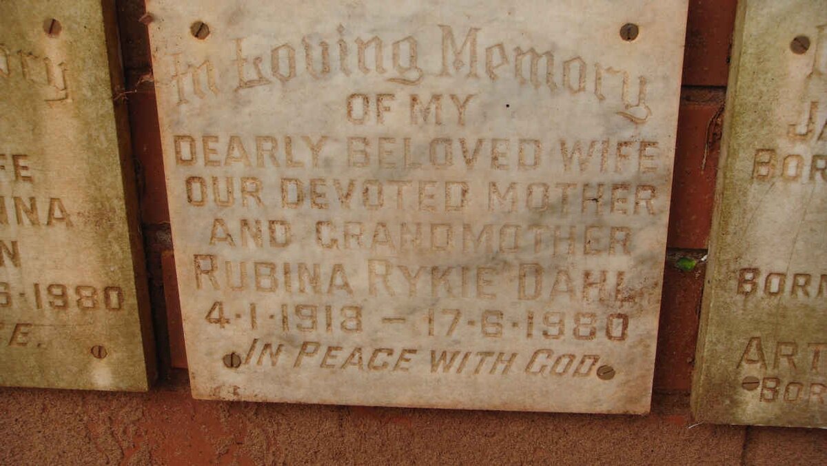 DAHL Rubina Rykie 1918-1980