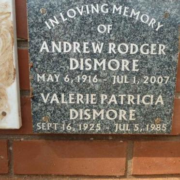 DISMORE Andrew Rodger 1916-2007 &amp; Valerie Patricia 1925-1985