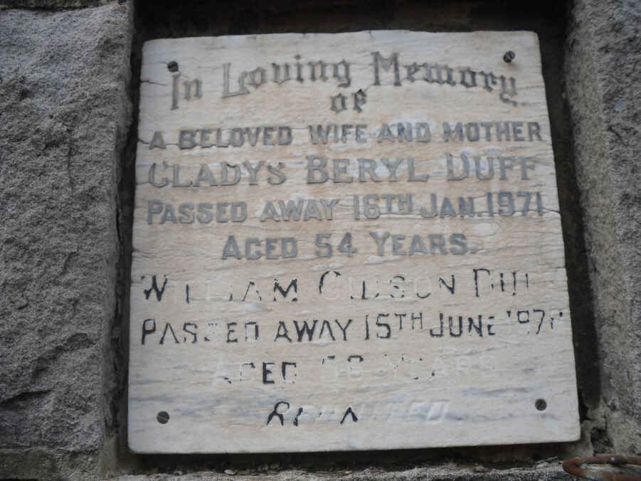 DUFF William Gibson -1978 &amp; Gladys Beryl -1971