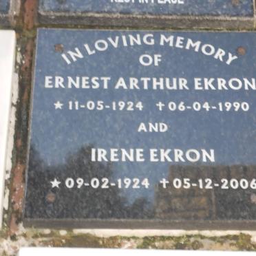 EKRON Ernest Arthur 1924-1990 &amp; Irene 1924-2006