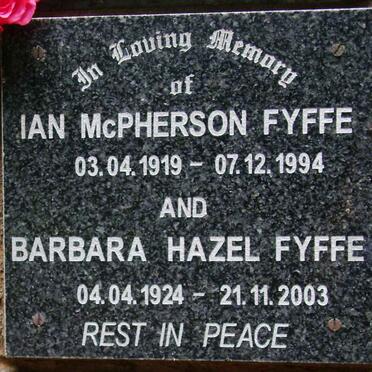 FYFFE Ian McPherson 1919-1994 &amp; Barbara Hazel 1924-2003