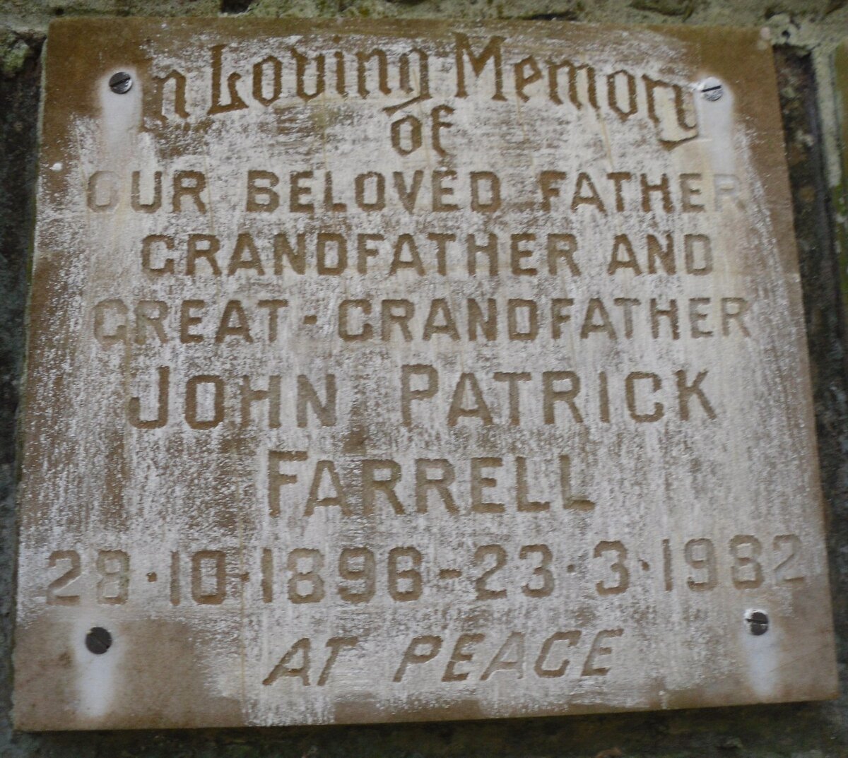 FARRELL John Patrick 1896-1982