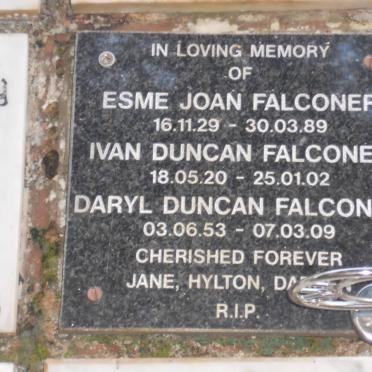 FALCONER Ivan Duncan 1920-2002 &amp; Esme Joan 1929-1989::FALCONER Daryl Duncan 1953-2009
