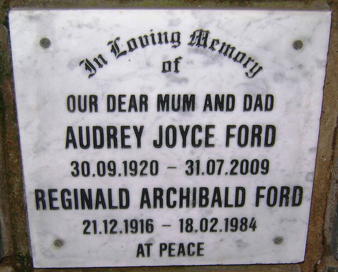 FORD Reginald Archibald 1916-1984 &amp; Audrey Joyce 1920-2009