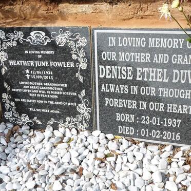 FOWLER Heather June 1934-2015 :: DUVAL Denise Ethel 1937-2016