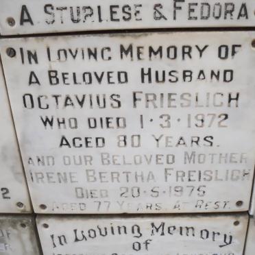 FREISLICH Octavius -1972 &amp; Irene Bertha -1975