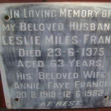 FRANCE Leslie Miles -1975 &amp; Annie Faye 1918-1982