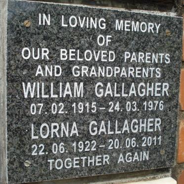 GALLAGHER William 1915-1976 &amp; Lorna 1922-2011