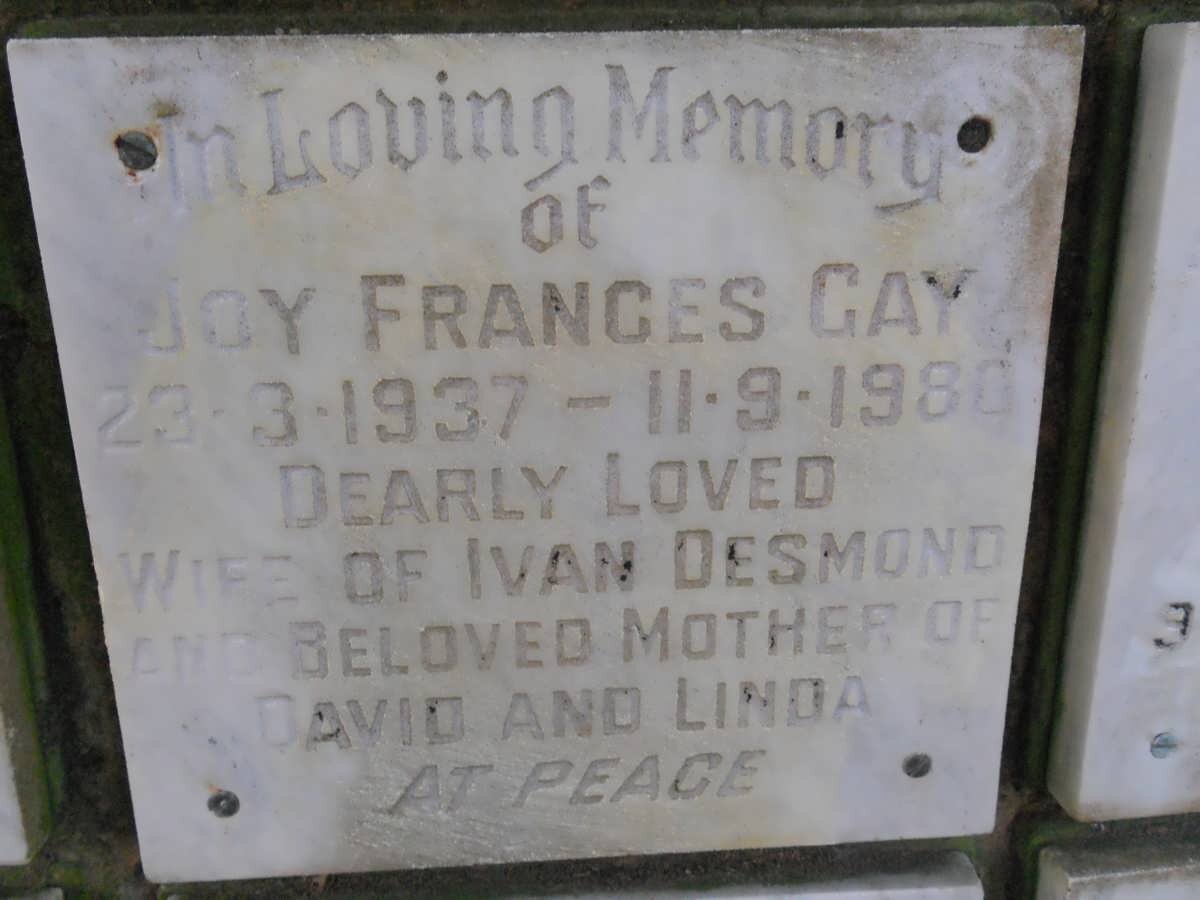 GAY Joy Frances 1937-1980