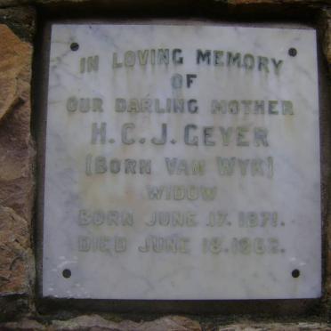 GEYER H.C.J. nee VAN WYK 1871-1962