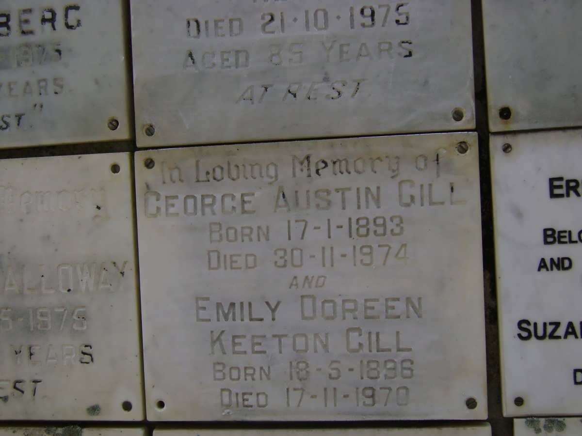 GILL George Austin 1893-1974 &amp; Emily Doreen KEETON 1896-1970