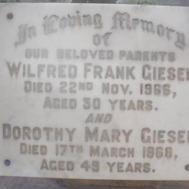 GIESEN Wilfred Frank -1966 &amp; Dorothy Mary -1968