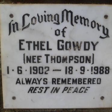 GOWDY Ethel nee THOMPSON 1902-1988