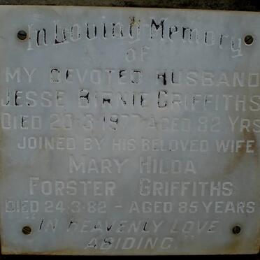 GRIFFITHS Jesse Birnie -1977 &amp; Mary Hilda Forster -1982