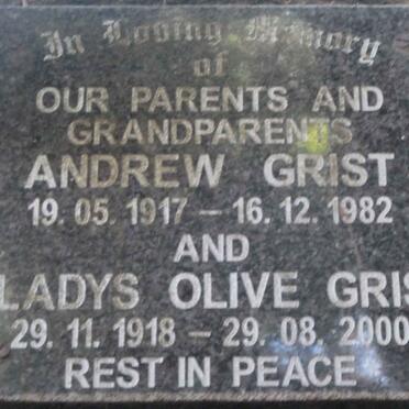 GRIST Andrew 1917-1982 &amp; Gladys Olive 1918-2000