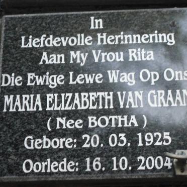 GRAAN Maria Elizabeth, van nee BOTHA 1925-2004