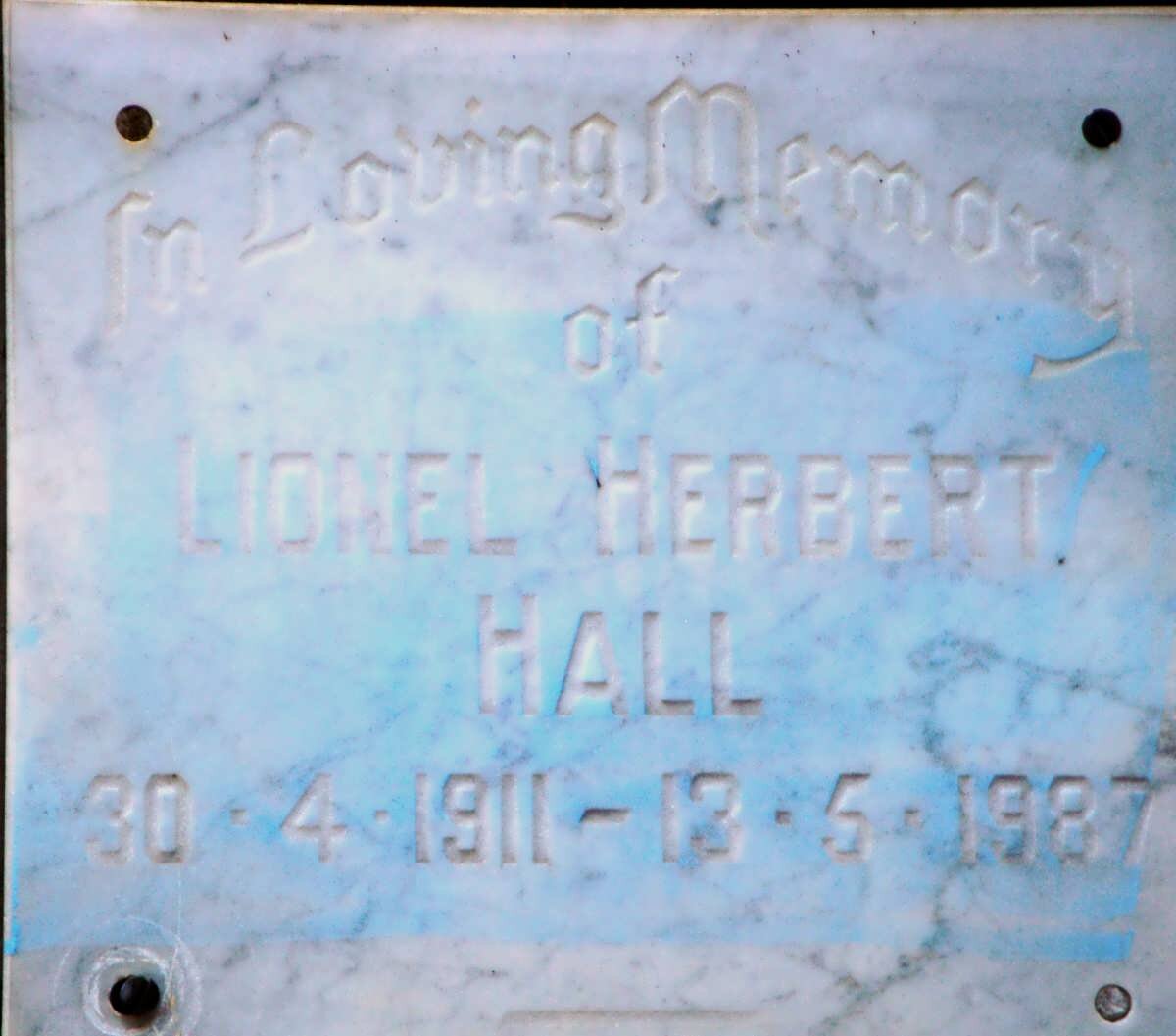 HALL Lionel Herbert 1911-1987