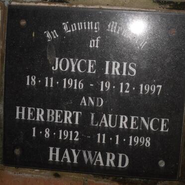 HAYWARD Herbert Laurence 1912-1998 &amp; Joyce Iris 1916-1997