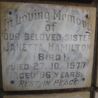 HAMILTON Janetta nee BIRD -1977