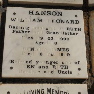 HANSON William Leonard -1990 :: HANSON Ronald James -1999