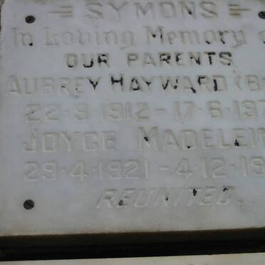 HAYWARD Aubrey 1912-1977 &amp; Joyce Madeleine 1921-1981