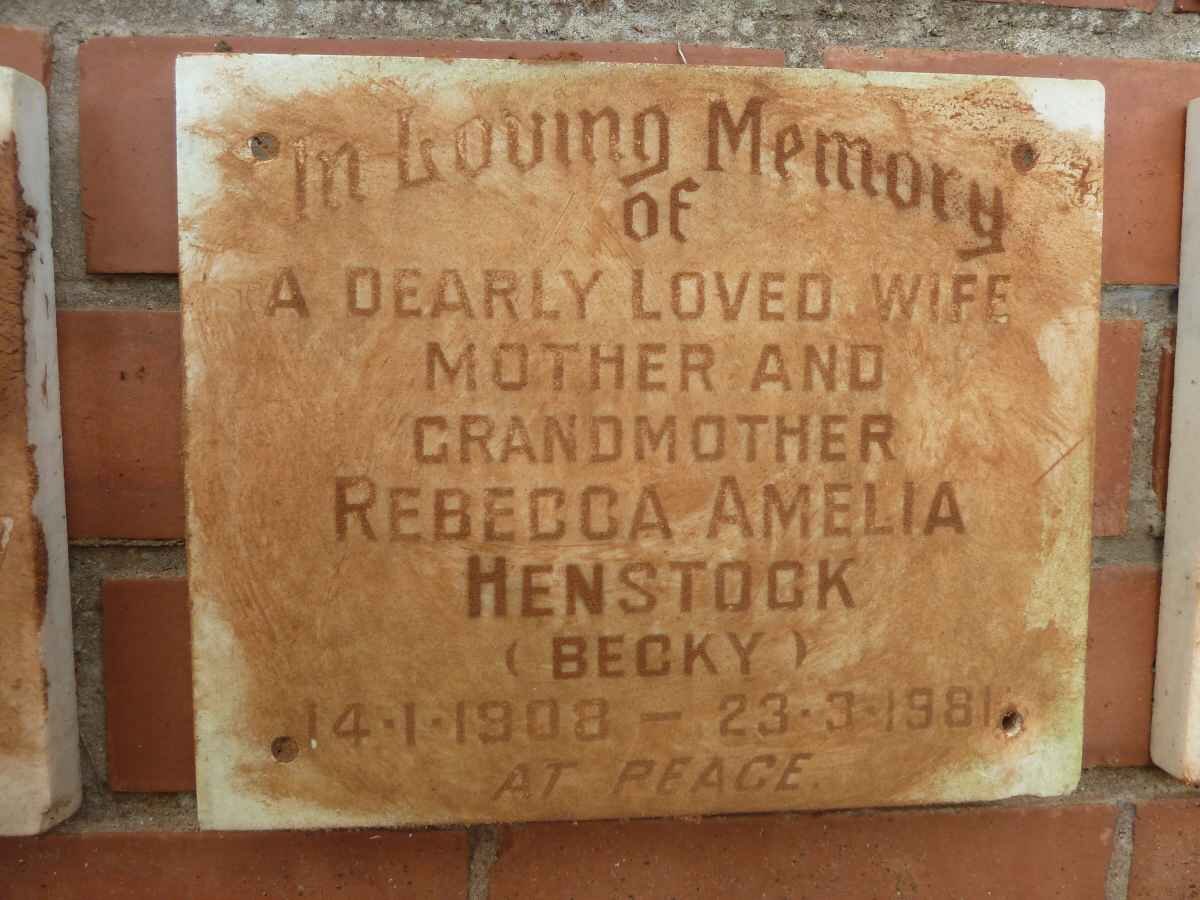 HENSTOCK Rebecca Amelia 1908-1981