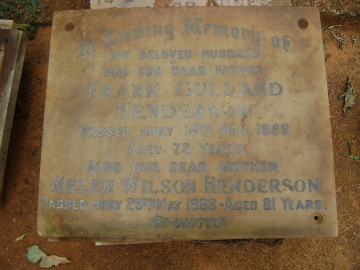 HENDERSON Frank Gulland -1959 &amp; Helen Wilson -1968