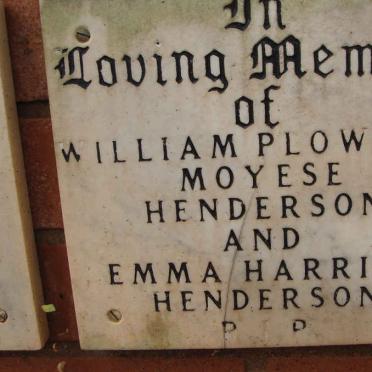 HENDERSON William Plowman Moyese &amp; Emma Harriet