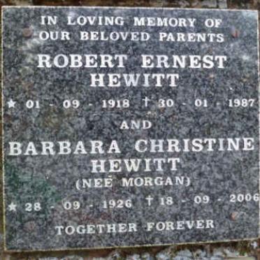 HEWITT Robert Ernest 1918-1987 &amp; Barbara Christine MORGAN 1926-2006