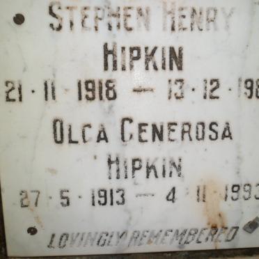 HIPKIN Stephen Henry 1918-1986 &amp; Olga Generosa 1913-1993